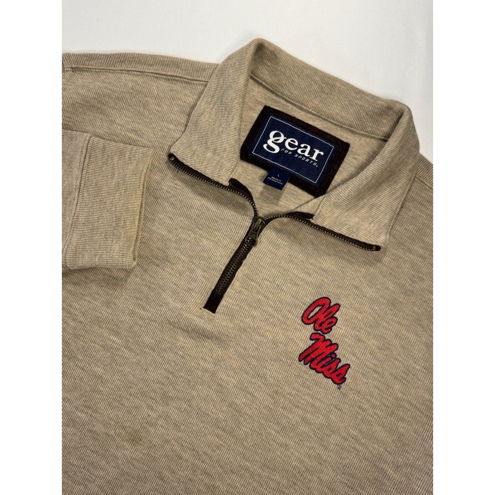 Gear For Sports Ole Miss Rebels Quarter Zip Pullover Tan Mens Large